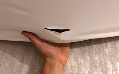 ремонт пореза полотна потолка